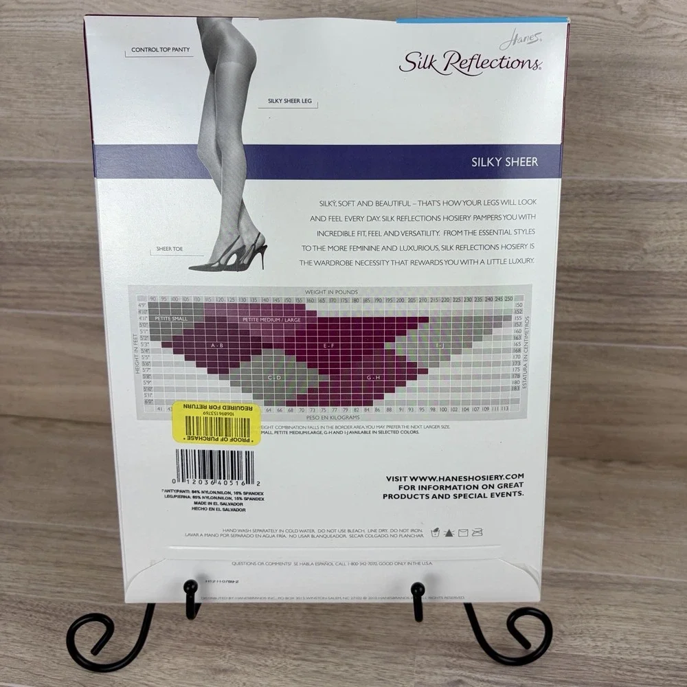 Silk Reflections Hanes Pantyhose Cafe Au Lait Size AB Control Top Sheer Toe NIP